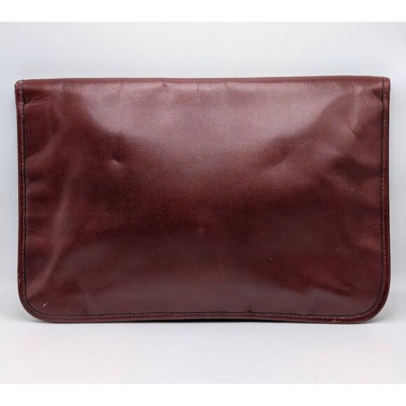 Vintage 70s ETIENNE AIGNER Smooth Leather Clutch Bag Handbag Oxblood Red VTG - Picture 3 of 6